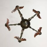 Vintage Patinated Bronze Figural Pendant Lamp