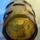 Vase from the 30s/40s with tiered smoked glass, beautiful strusturation and light catchment