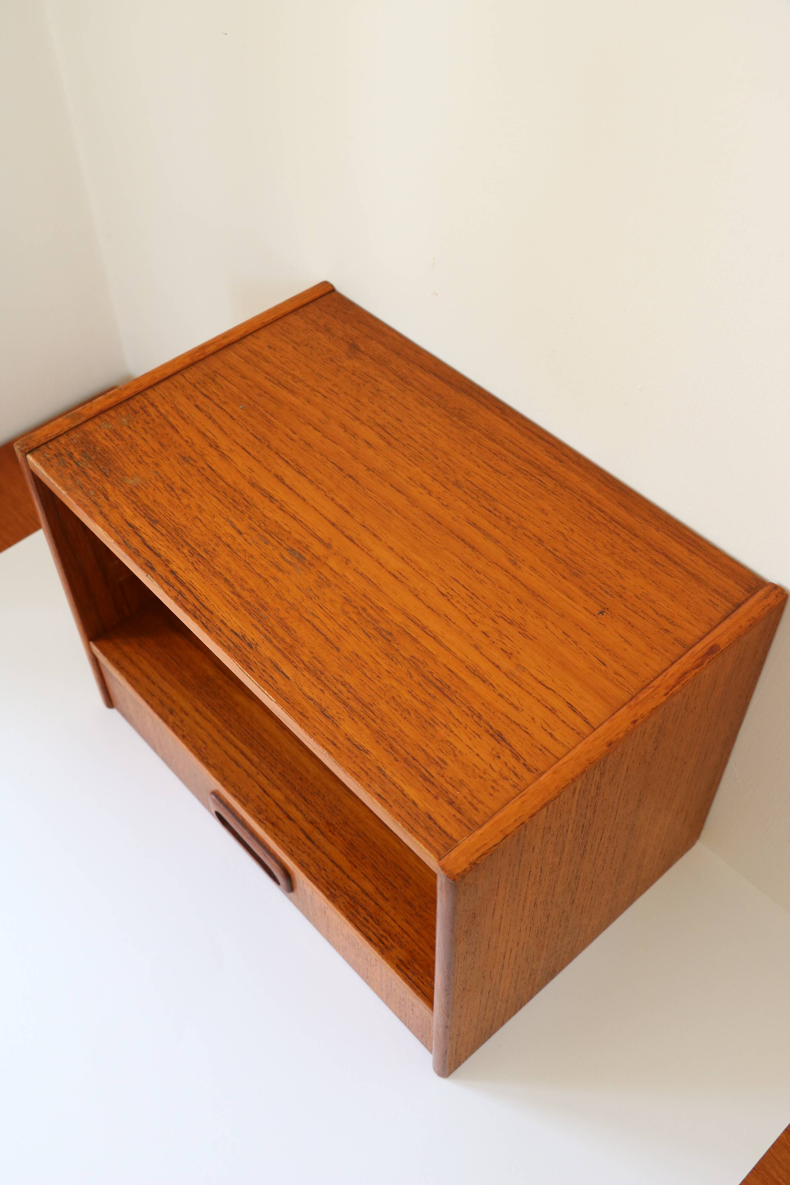Wall-mounted bedside table with drawer, Scandinavian, 1960.