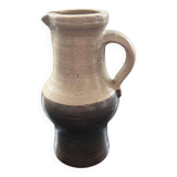 Two-tone stoneware pitcher signed