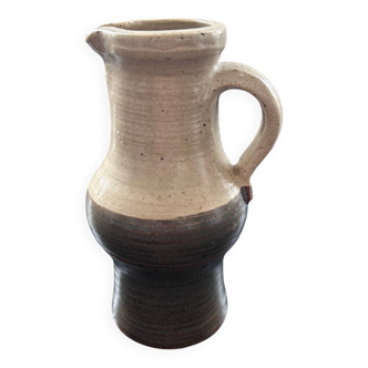 Two-tone stoneware pitcher signed