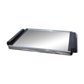 Art Deco mirror plateau in chrome metal and Macassar wood.
