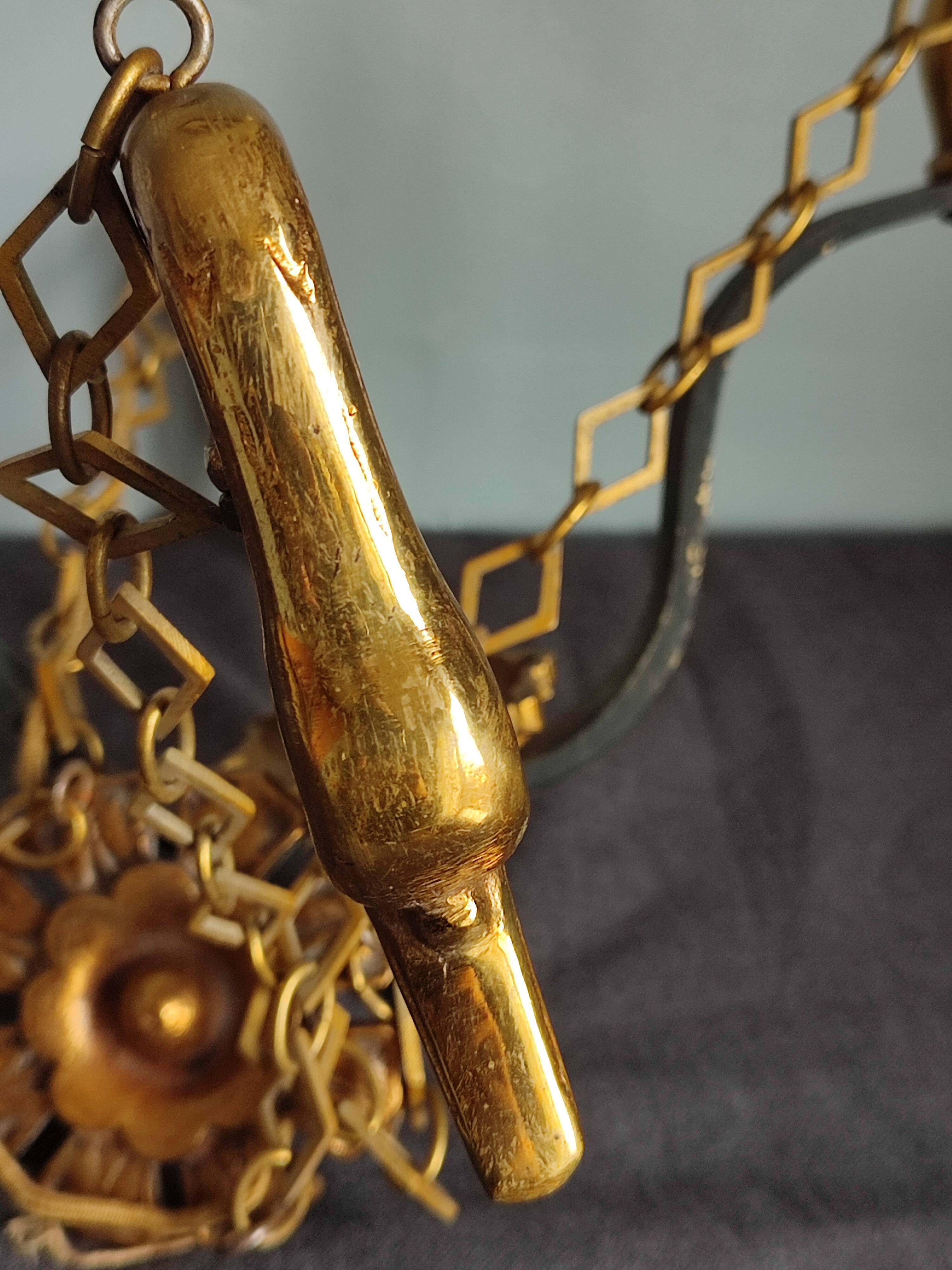Lustre ancien en bronze avec son globe