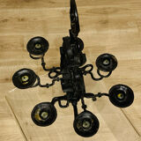 Black brutalist candlestick with 7 lights