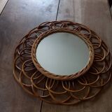 Miroir rotin forme fleur