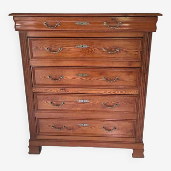 Large chest of drawers in pitch pine 1950, XXL format