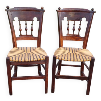 Pair of 19th Century Straw Chairs