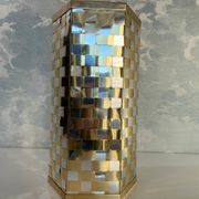 Hexagonal two-tone umbrella stand in the Italian style of Willy Rizzo from the 1970s.