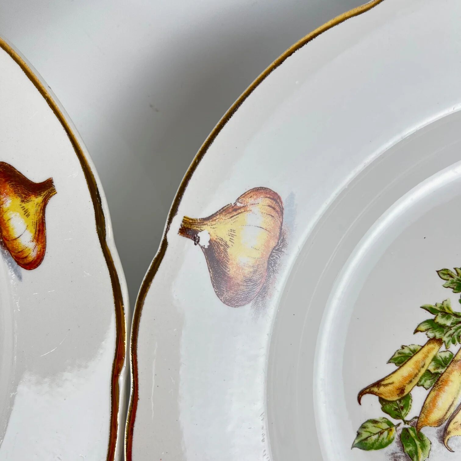 Set of 6 KG Lunéville "Le Potager" soup plates, 1950/70