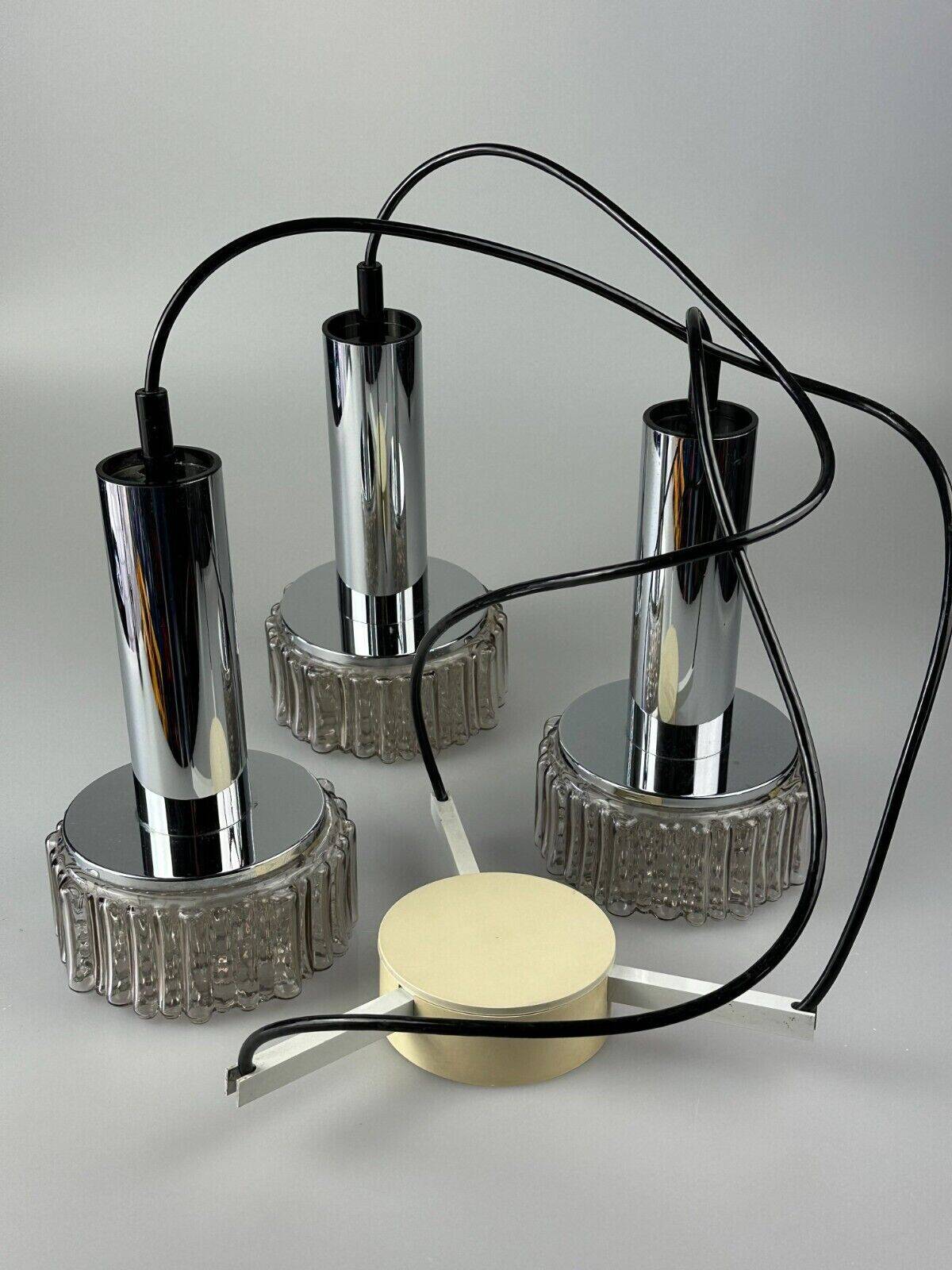 60s 70s 3-flame cascade lamp from Staff Leuchten Germany chrome glass
