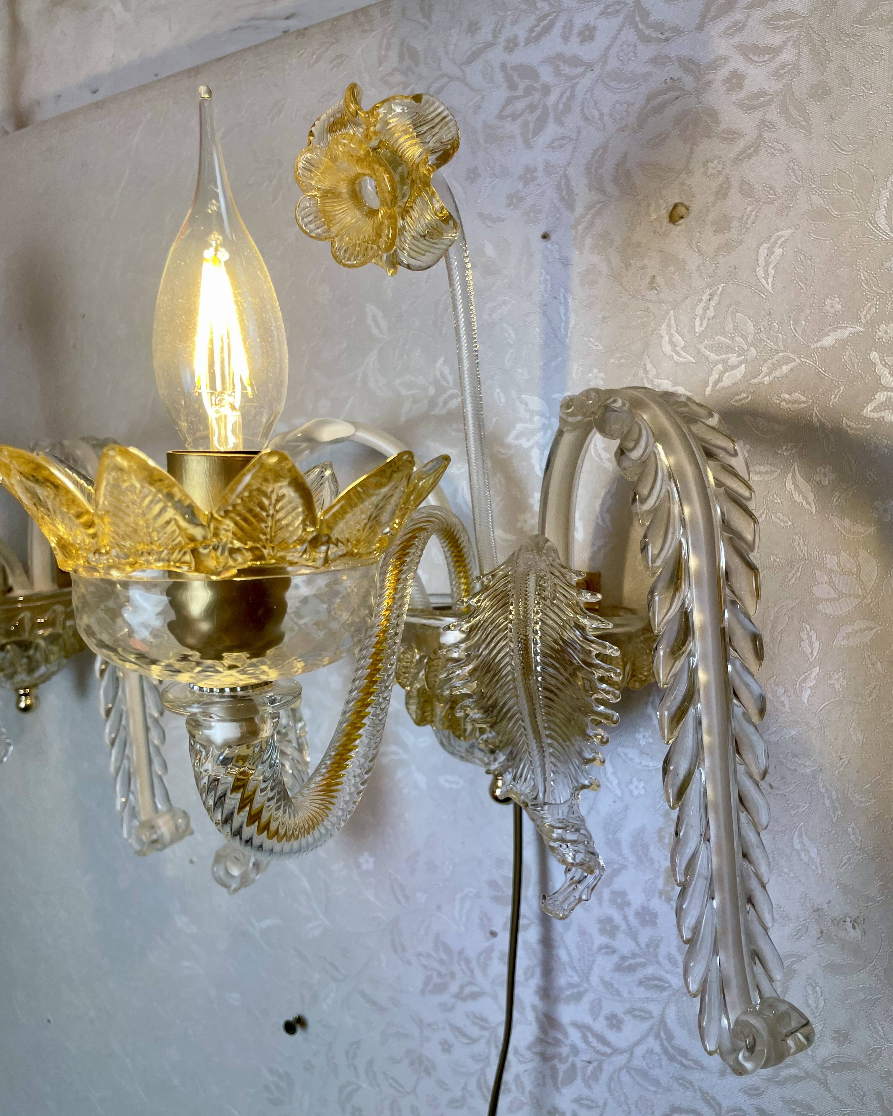 Pair of Murano Sconces in the style of Barovier & Toso, 1980s