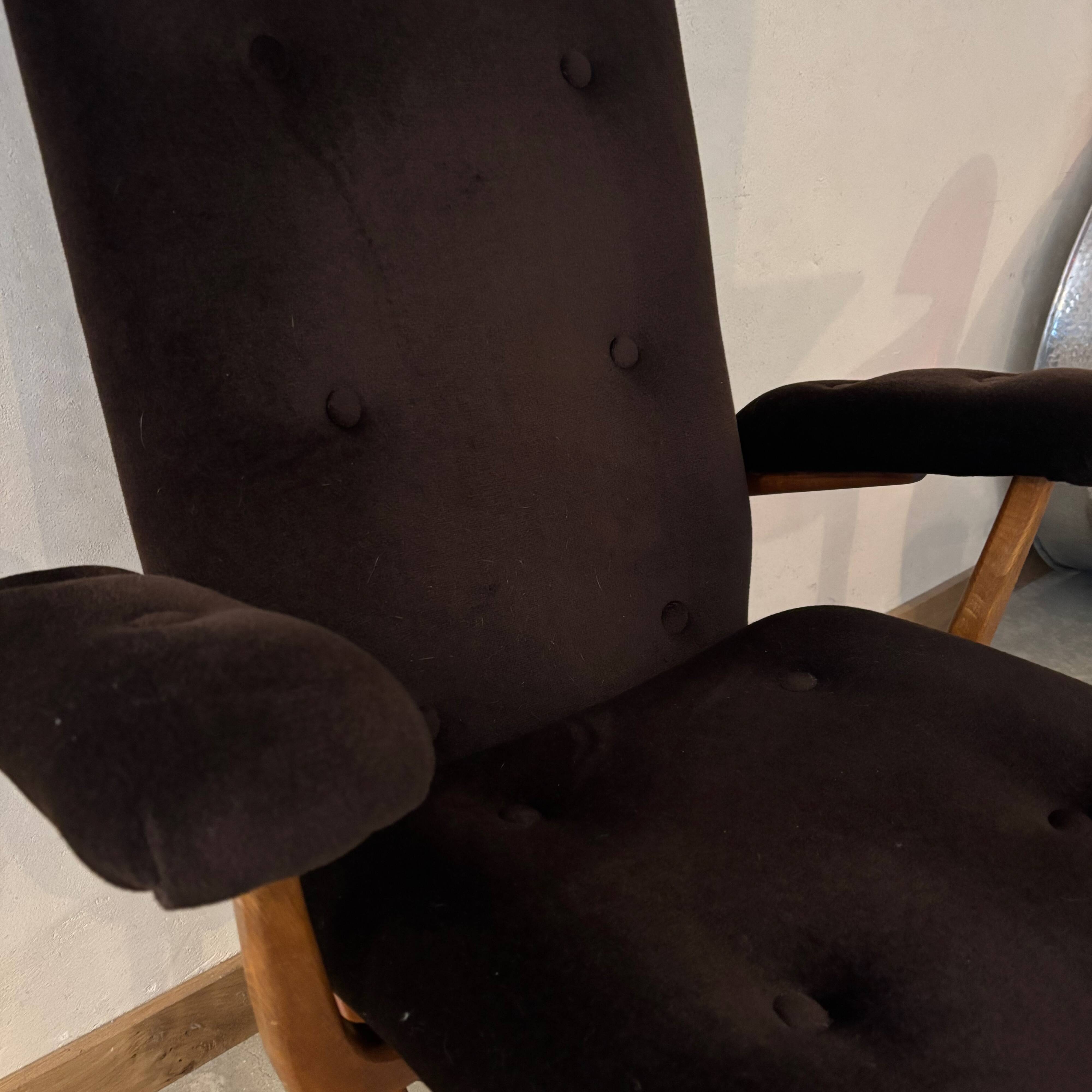 Vintage Scandinavian style reclining armchair, adjustable tilt.