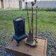 Magnificent set: brass fireplace accessories + rare items