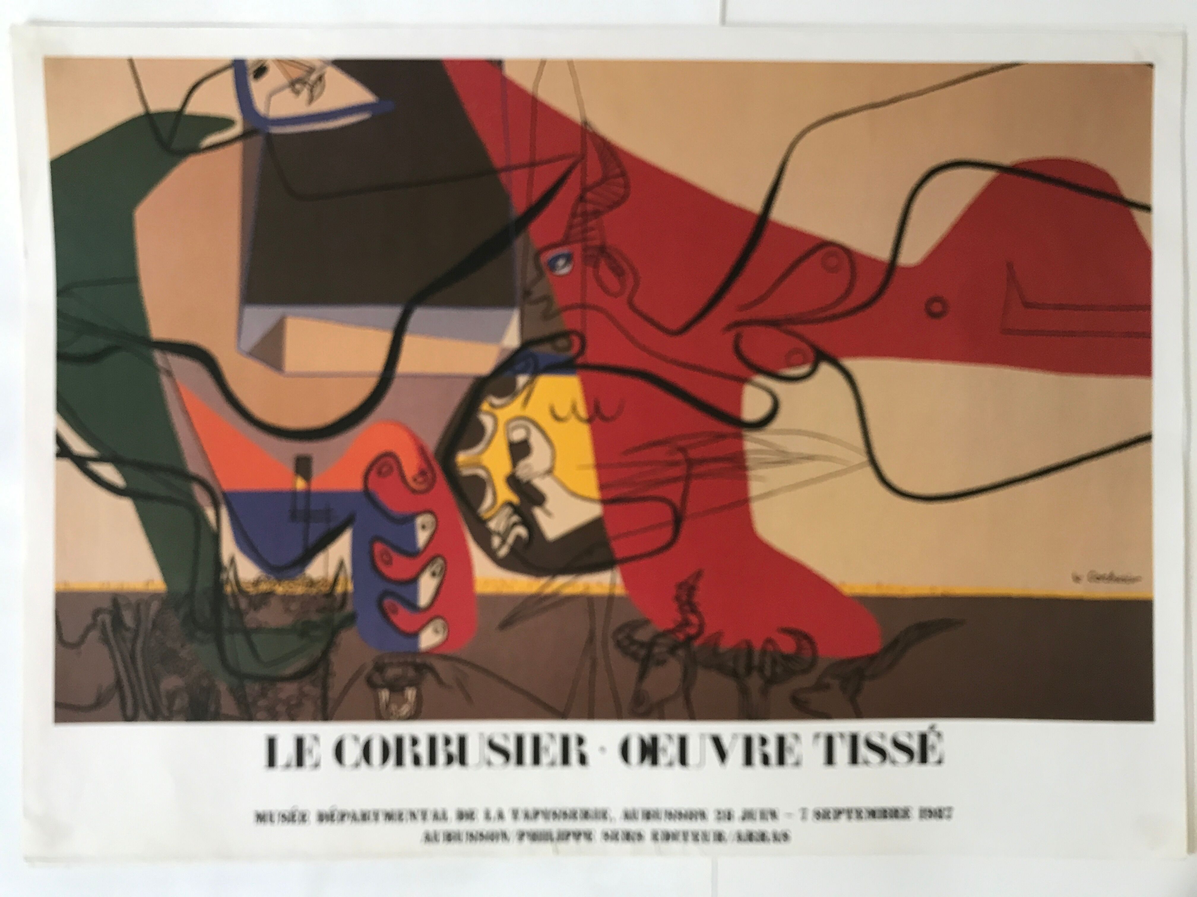 Le corbusier, presence (homme et taureau), 1987. original exhibition poster