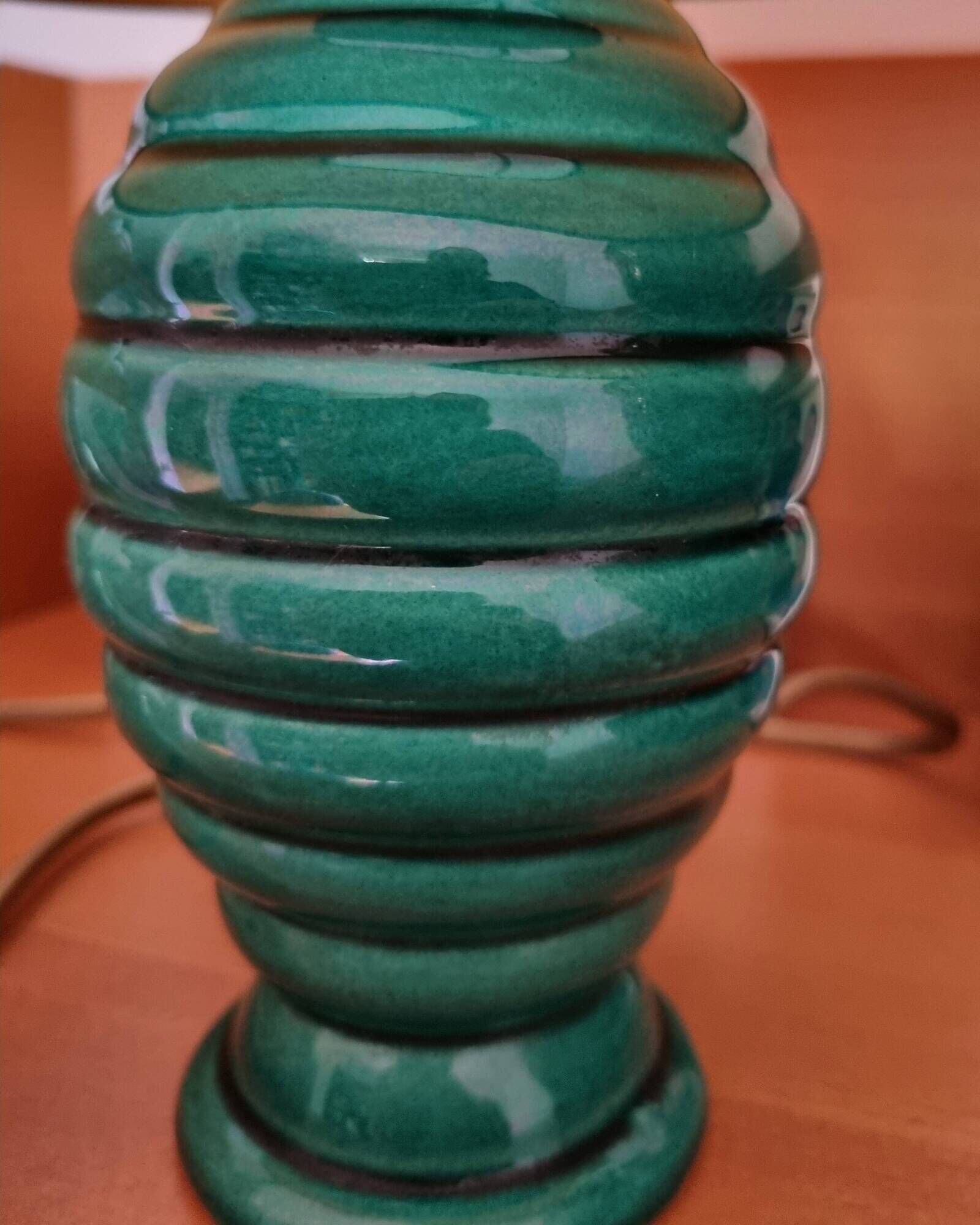 Vintage 50s bedside lamp in green ceramic