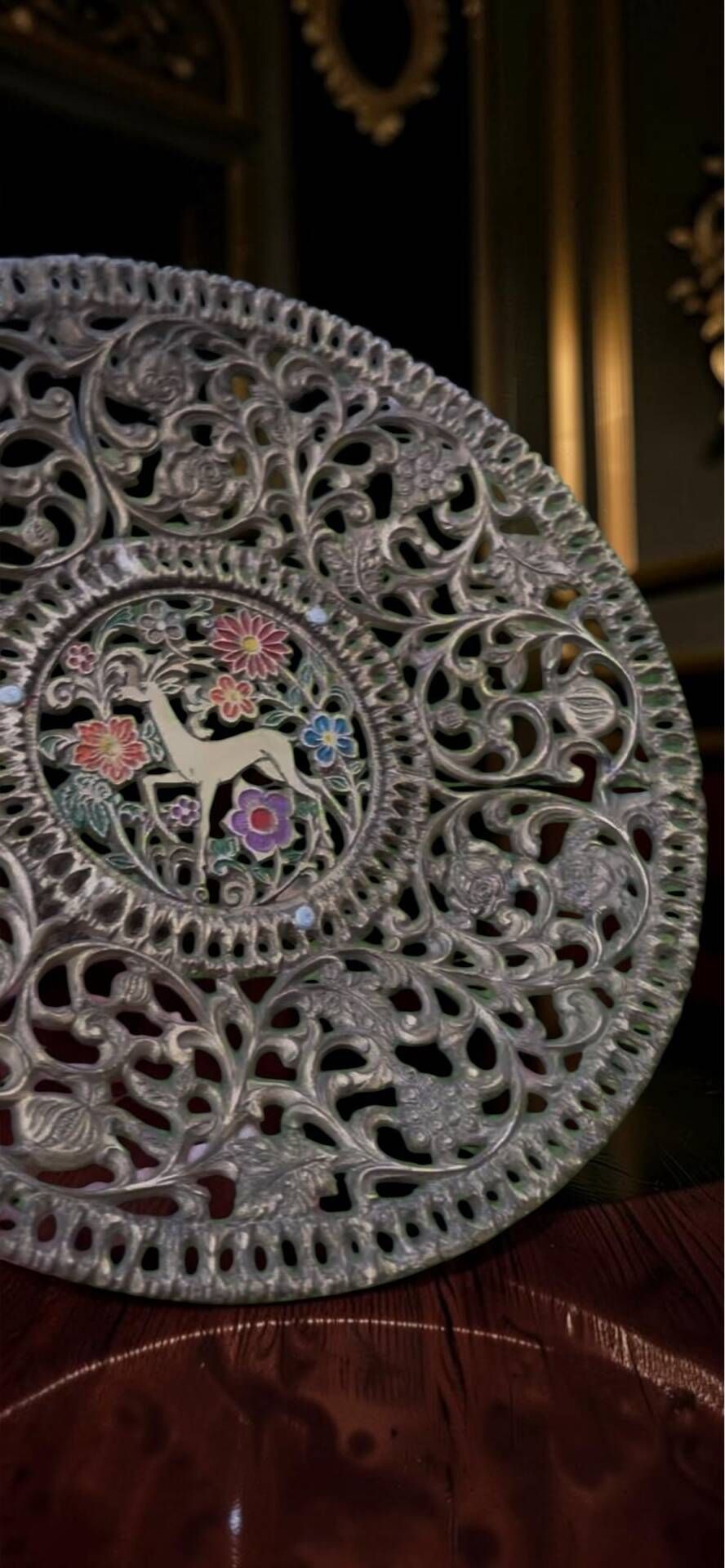 Vintage tamar coupe made in israel – openwork brass and enamel – decorative piece.