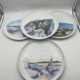 Assiette en porcelaine peint main décor paysage