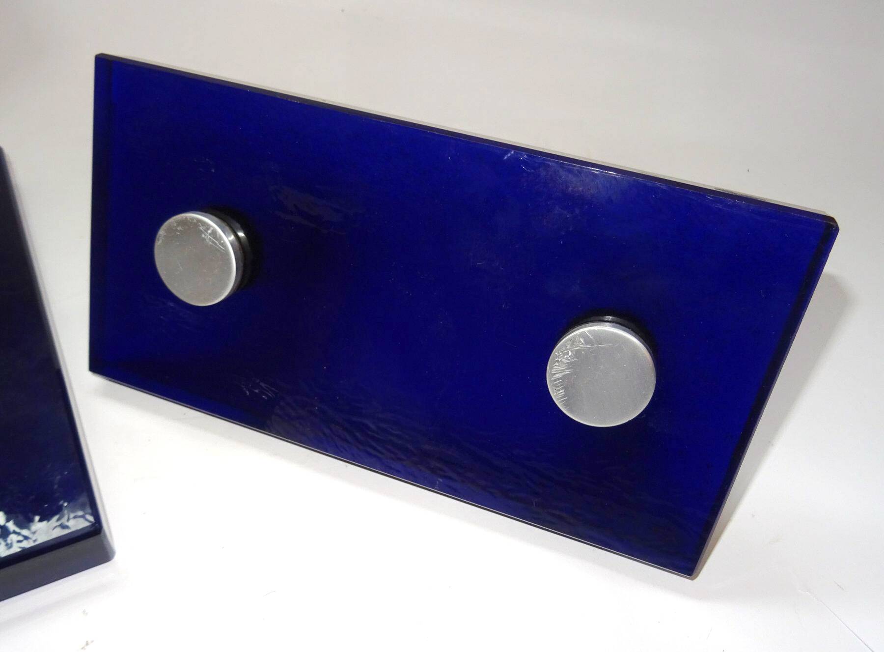 Vintage Door Handles • Solid Glass • Cobalt Blue • 1960