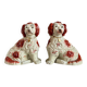 Pair of red Cavalier King Charles dogs in Staffordshire pottery, 19th century.