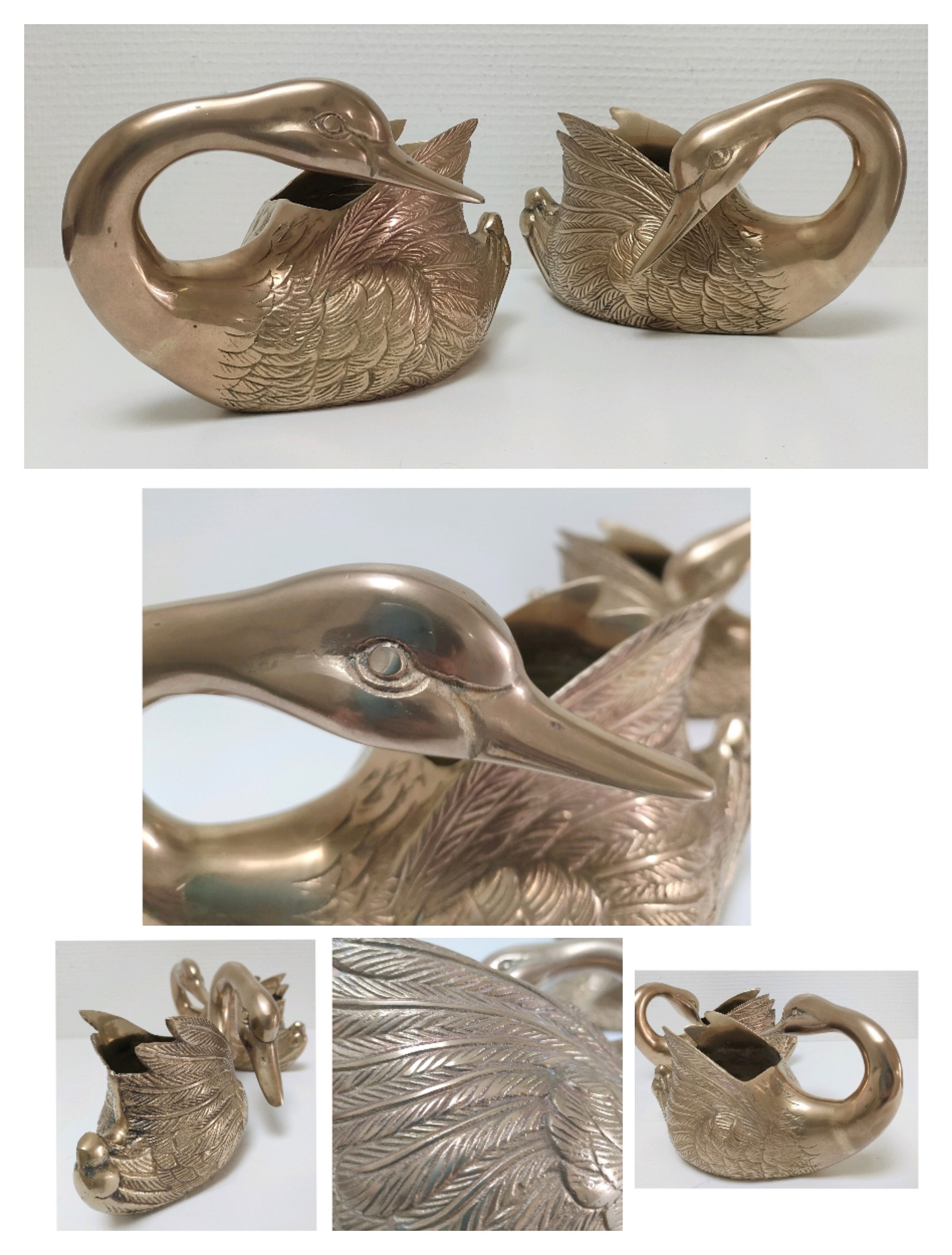 Two vintage solid brass brass zoomorphic pot pot cache