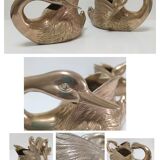 Two vintage solid brass brass zoomorphic pot pot cache