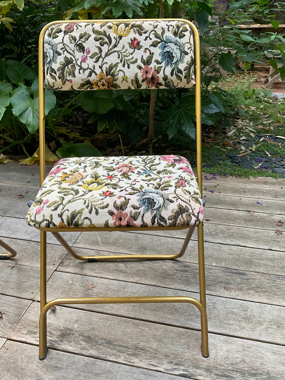 2 vintage Lafuma Chantazur folding chairs