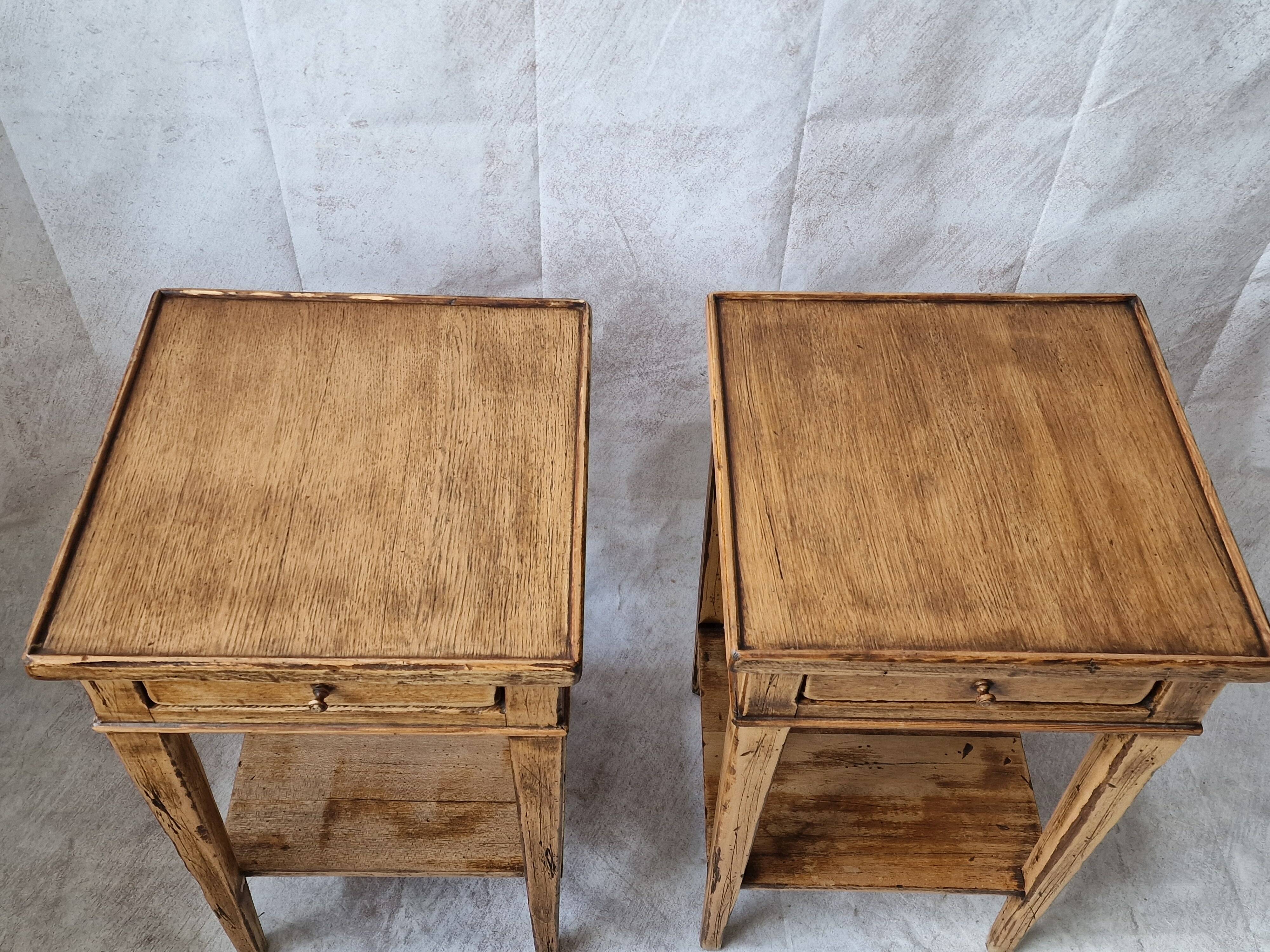 Pair of light wood bedside tables