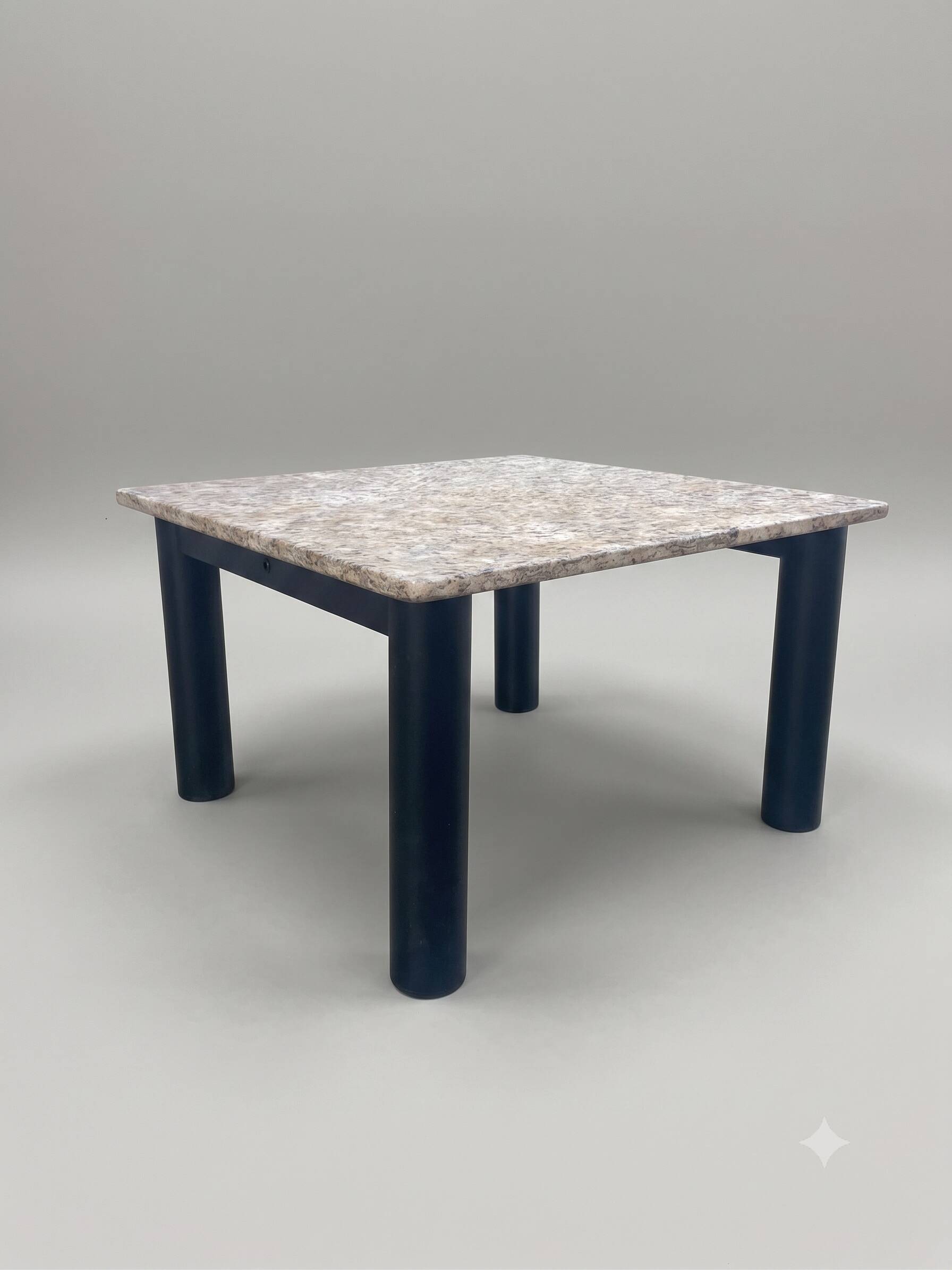 Square coffee table in granite and black metal – Minimalist / Brutalist Design