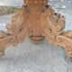 Table with central leg in solid oak, natural wood, carved base