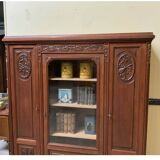 Antique Art Nouveau walnut bookcase