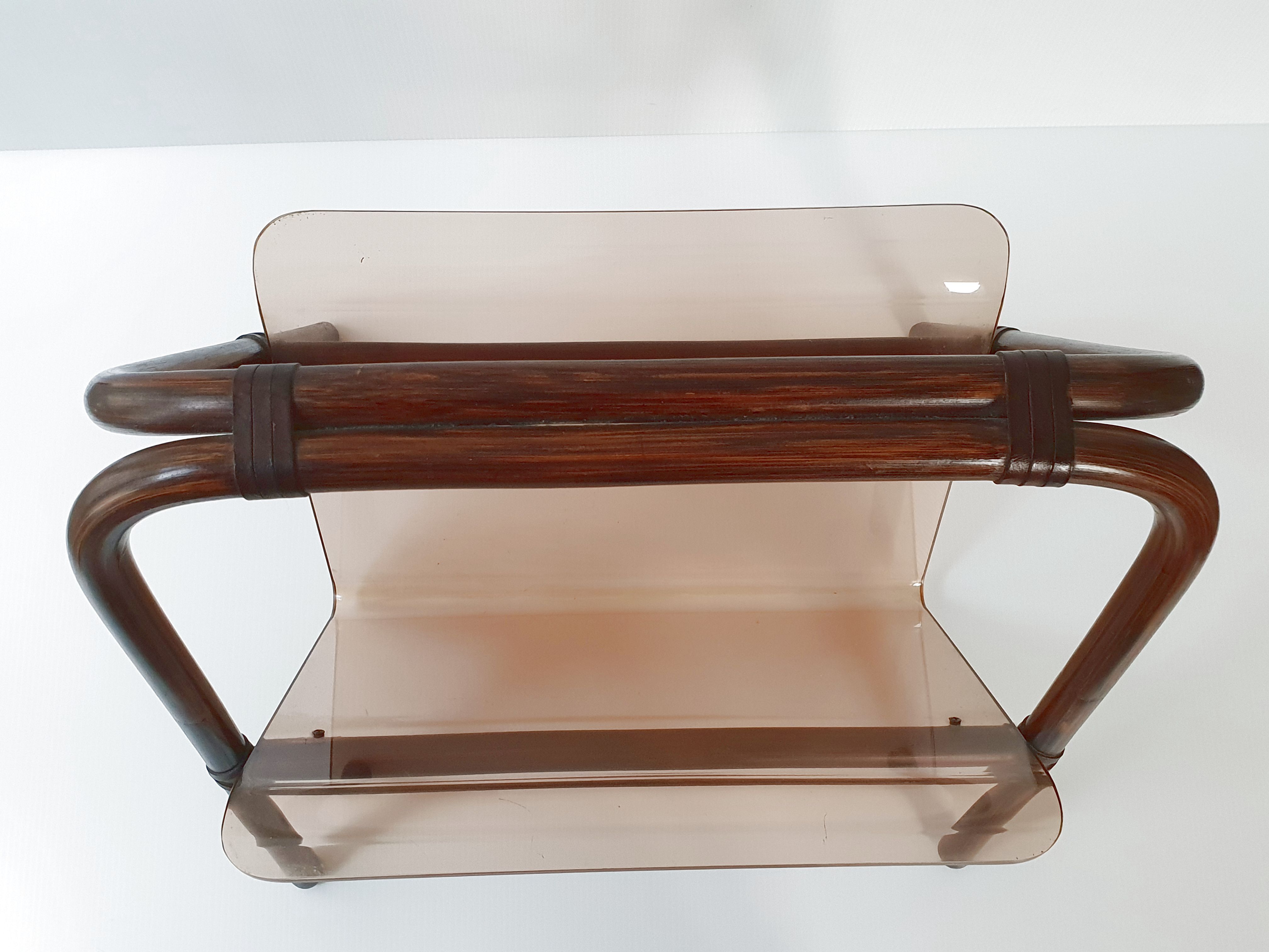 Vintage bamboo and Plexiglas 1970 magazine holders