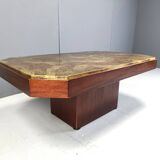 Table basse vintage en laiton gravé des années 1970