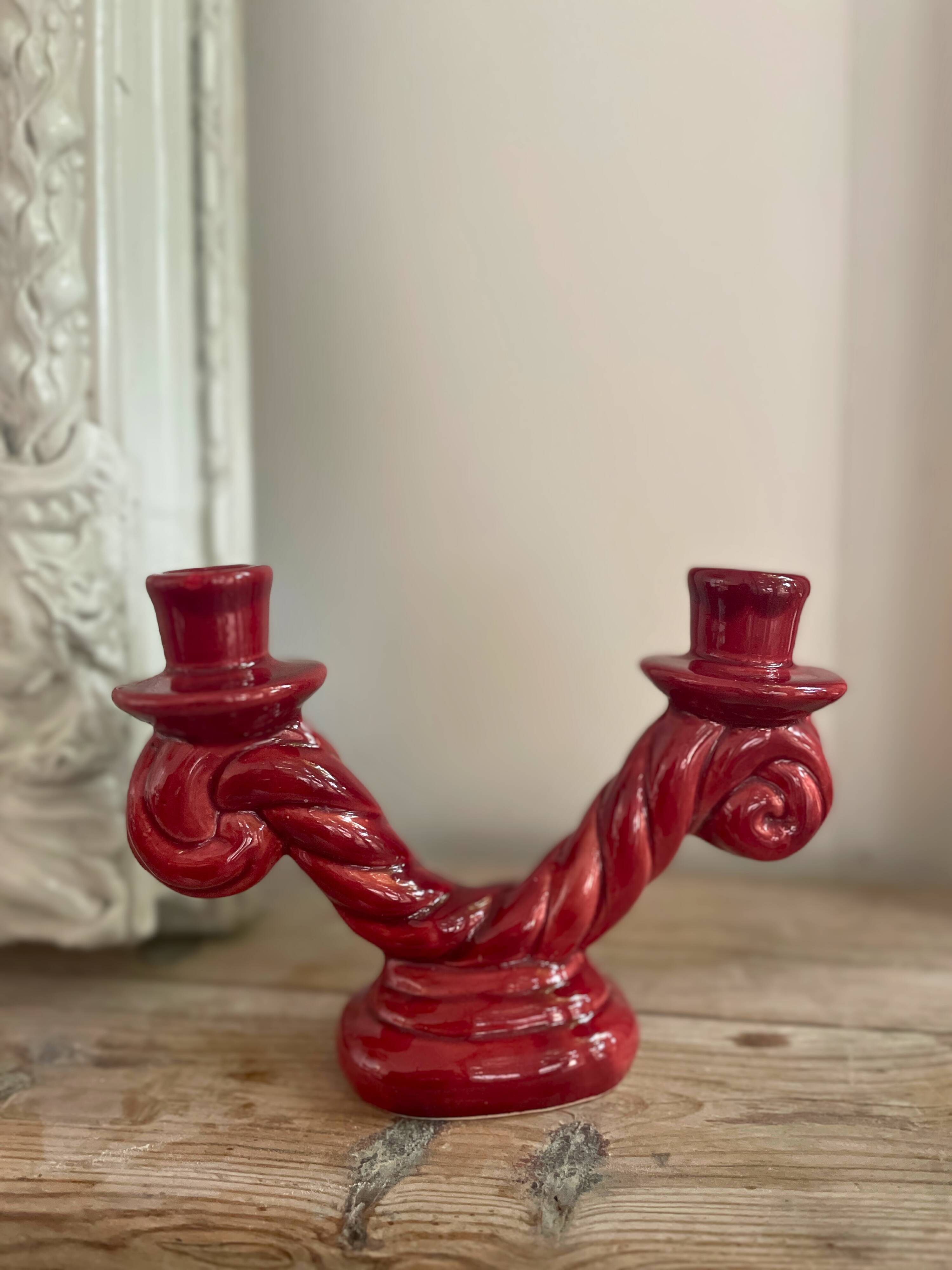 Double ceramic candle holder - 50s