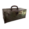Old industrial military case in khaki green metal