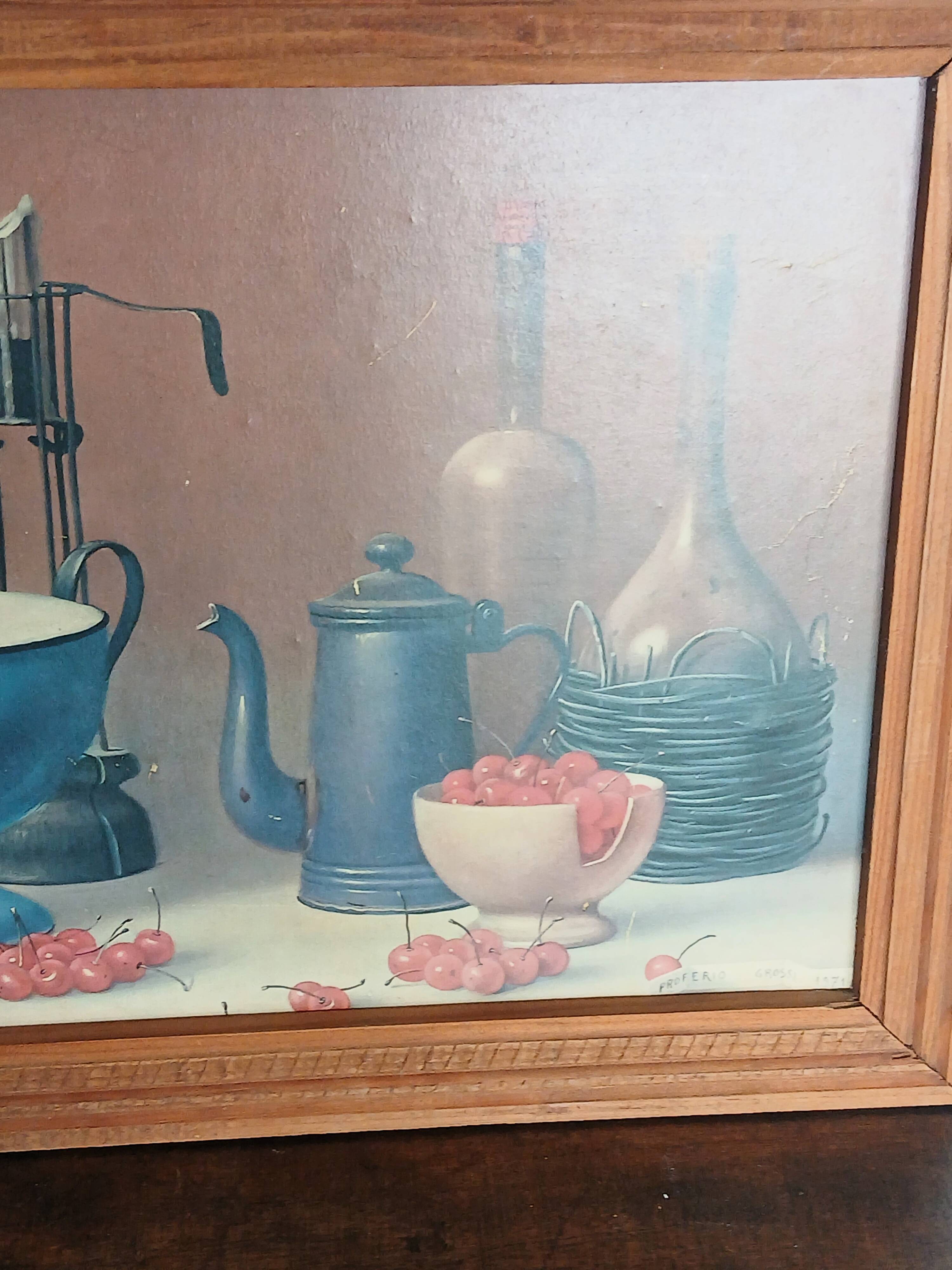 Vintage Still Life Table 1971 – Proferio Grossi – Wooden Frame