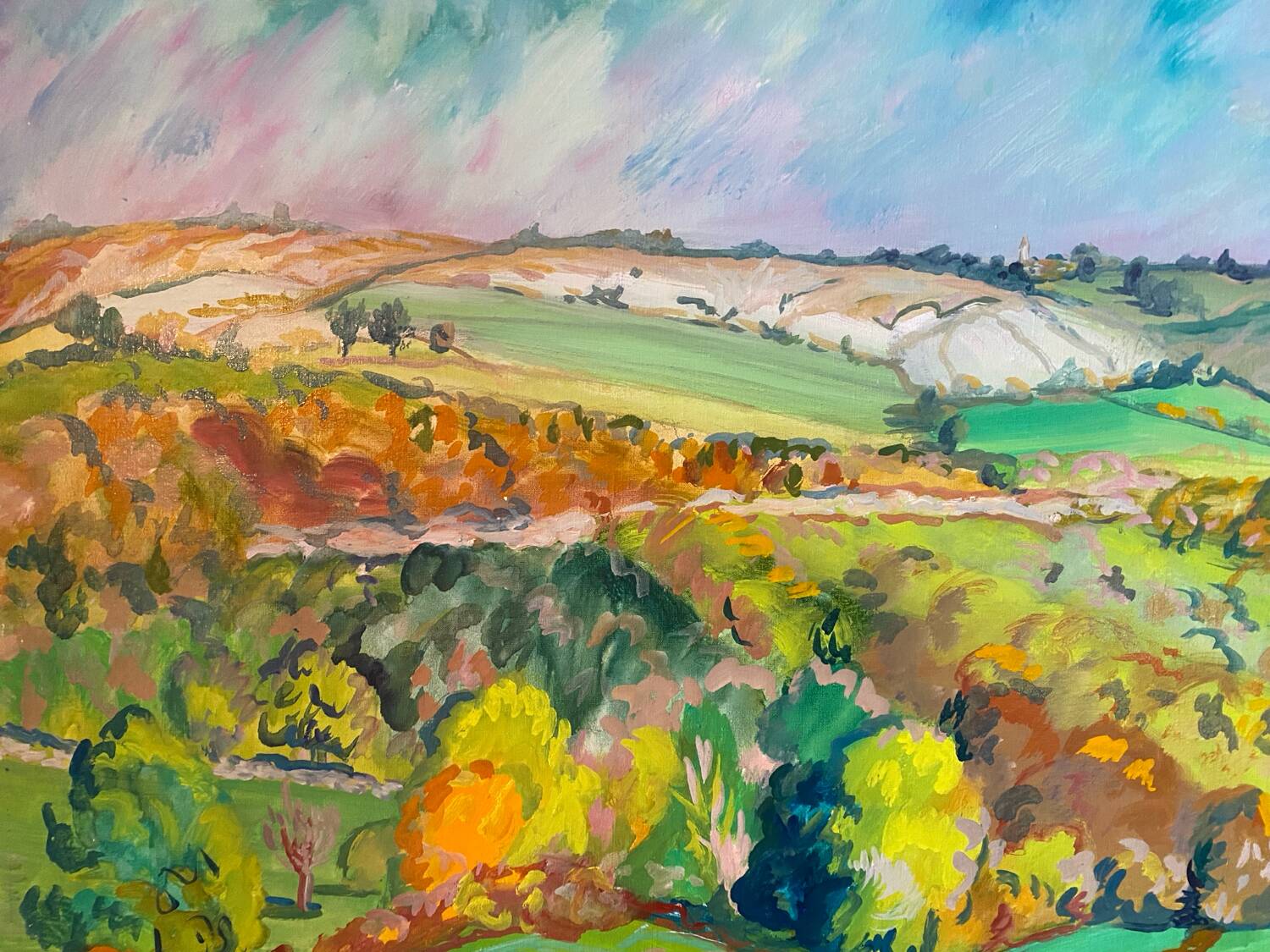 Landscape of valley and hills signed 1995