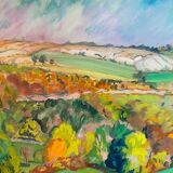 Landscape of valley and hills signed 1995