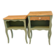 Upcycled Louis XV bedside tables – Sage green, wood and wicker