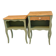 Upcycled Louis XV bedside tables – Sage green, wood and wicker