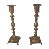 Lot de 2 bougeoirs anciens laiton