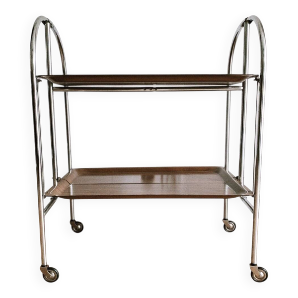 Chariot de bar pliable vintage de 34 pouces / chariot à boissons de Pressolit, années 1970