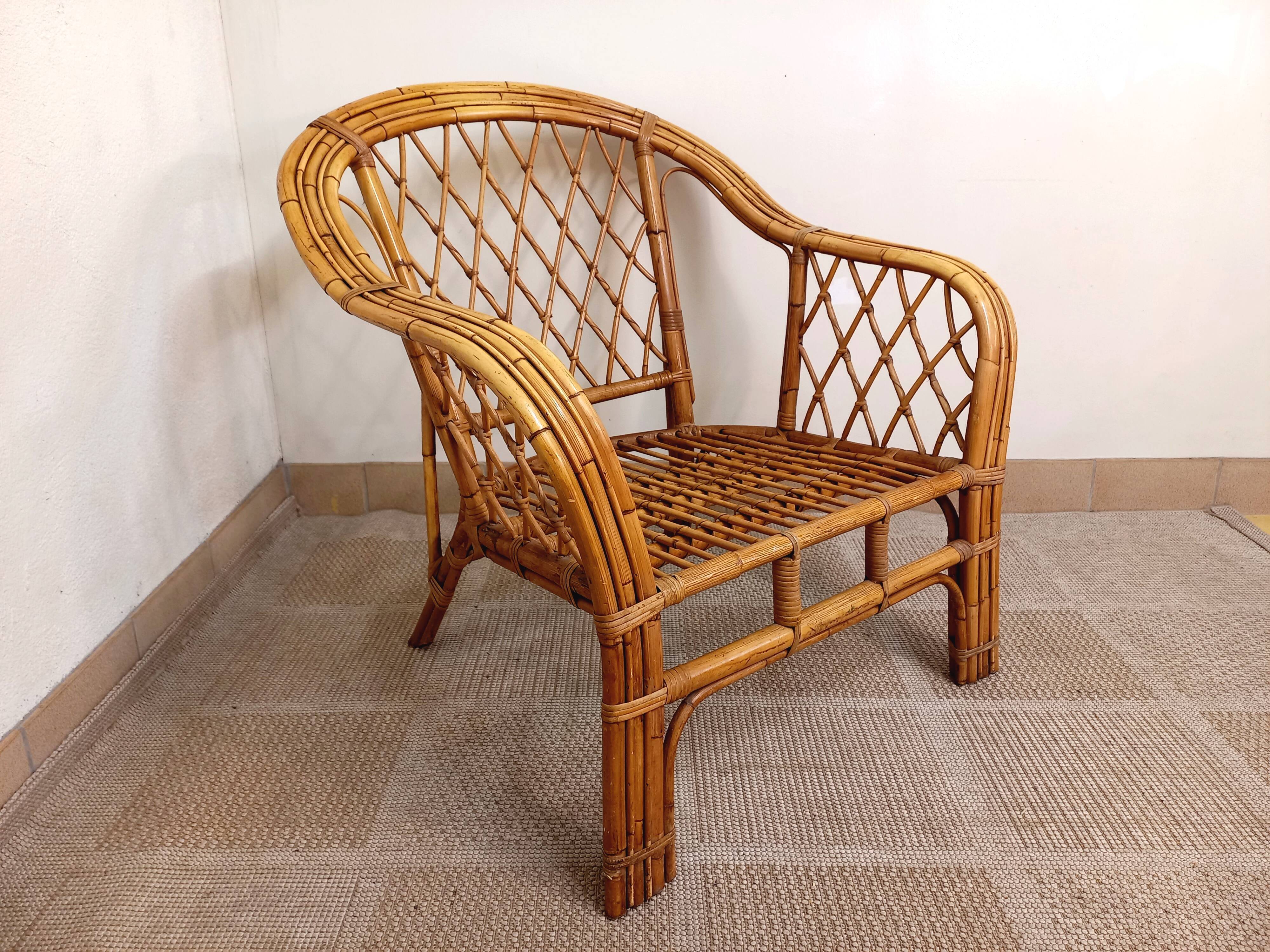 Vintage rattan armchair 60s