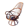 Vintage swivel armchair in bamboo and rattan