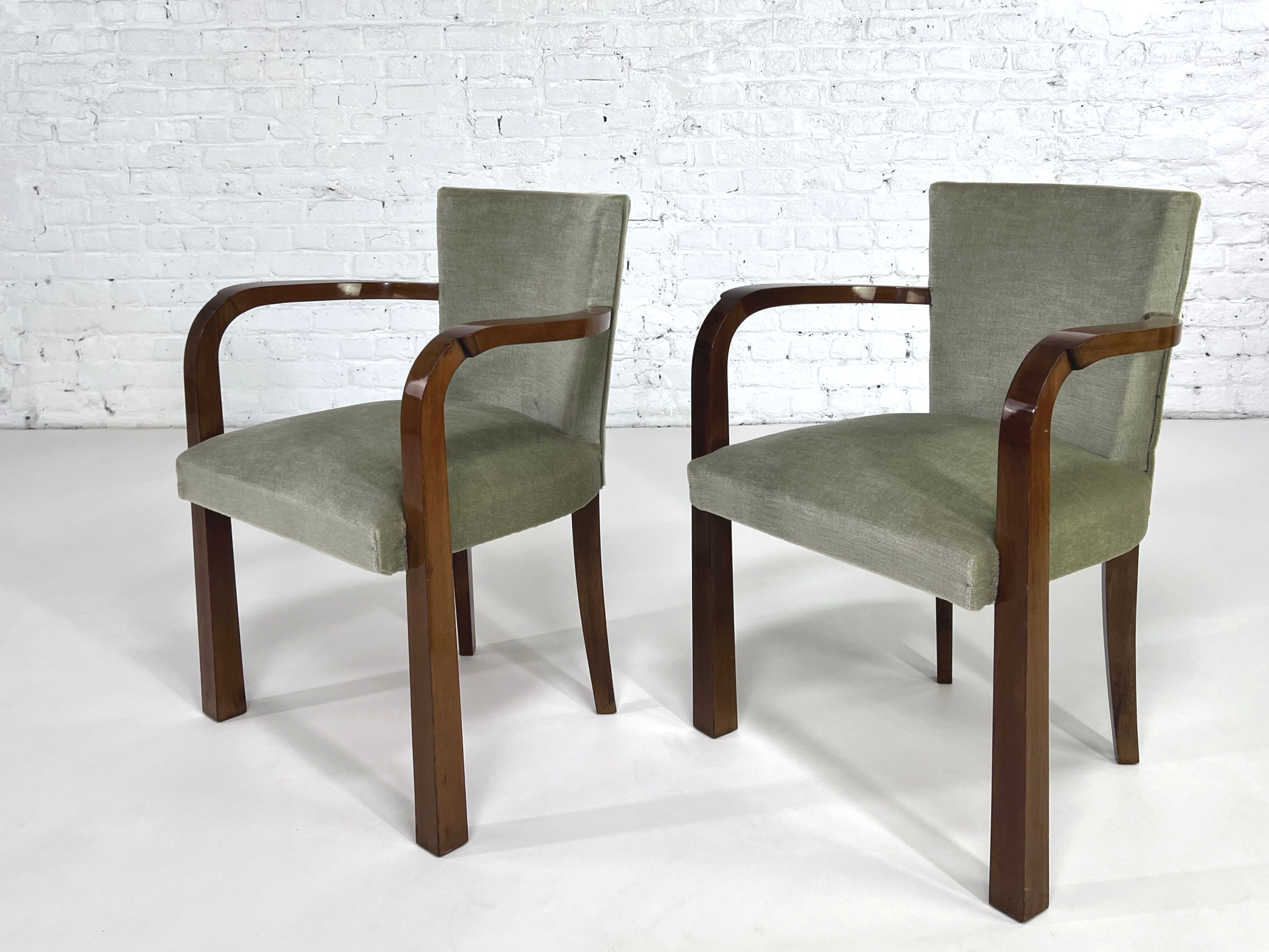 Pair of armchairs art deco 30/40 in wood and velvet