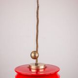 Large pendant light, adjustable in height, in glass and brass, Orion model by Schwarz and Staff Leucht