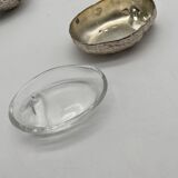 Salière poivrier et moutardier oiseaux en métal argenté style Gucci