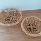 Duo of rattan baskets