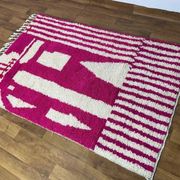 Grand tapis rose fait main 300cmx200cm