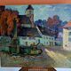 Oil on canvas Place de vilage fontaine