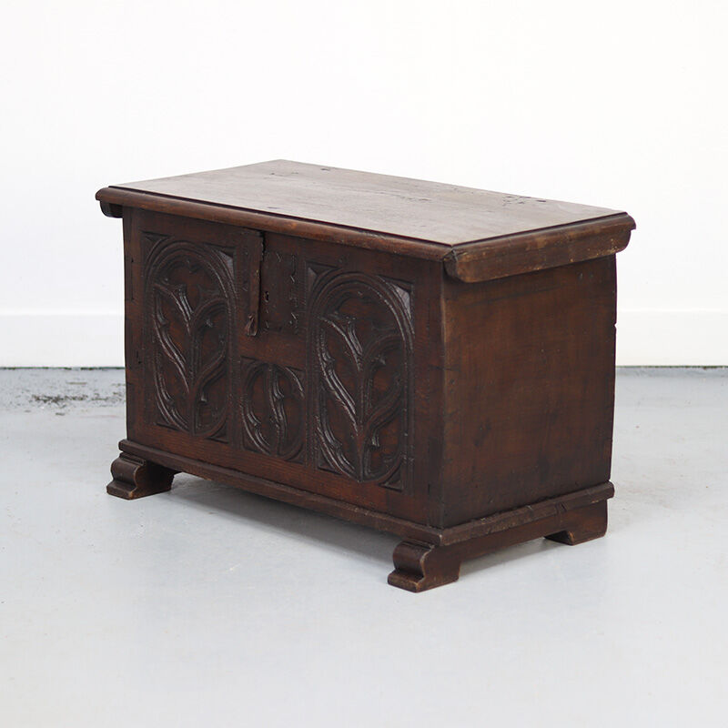 Spanish Gothic chest in old oak